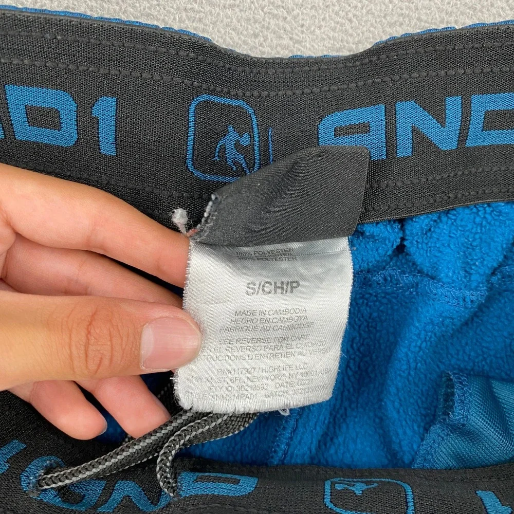 AND1 Mens Teal Blue Space Dye Fleece Lined Jogger Sweatpants Small Bungee Hem